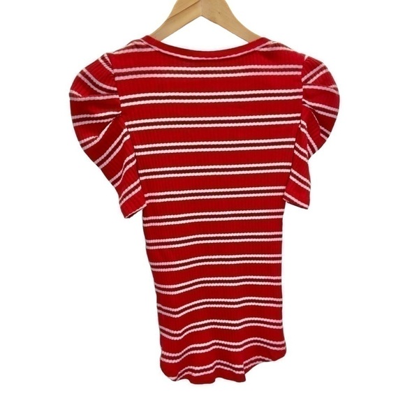 Hinge 90's Style Striped V Neck Tee Sz XXS - Picture 2 of 5